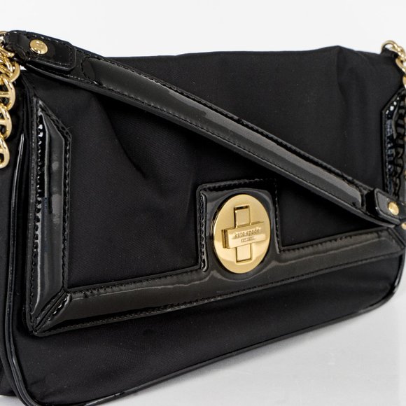 New Kate Spade black nylon/leather/chain purse - Picture 8 of 8